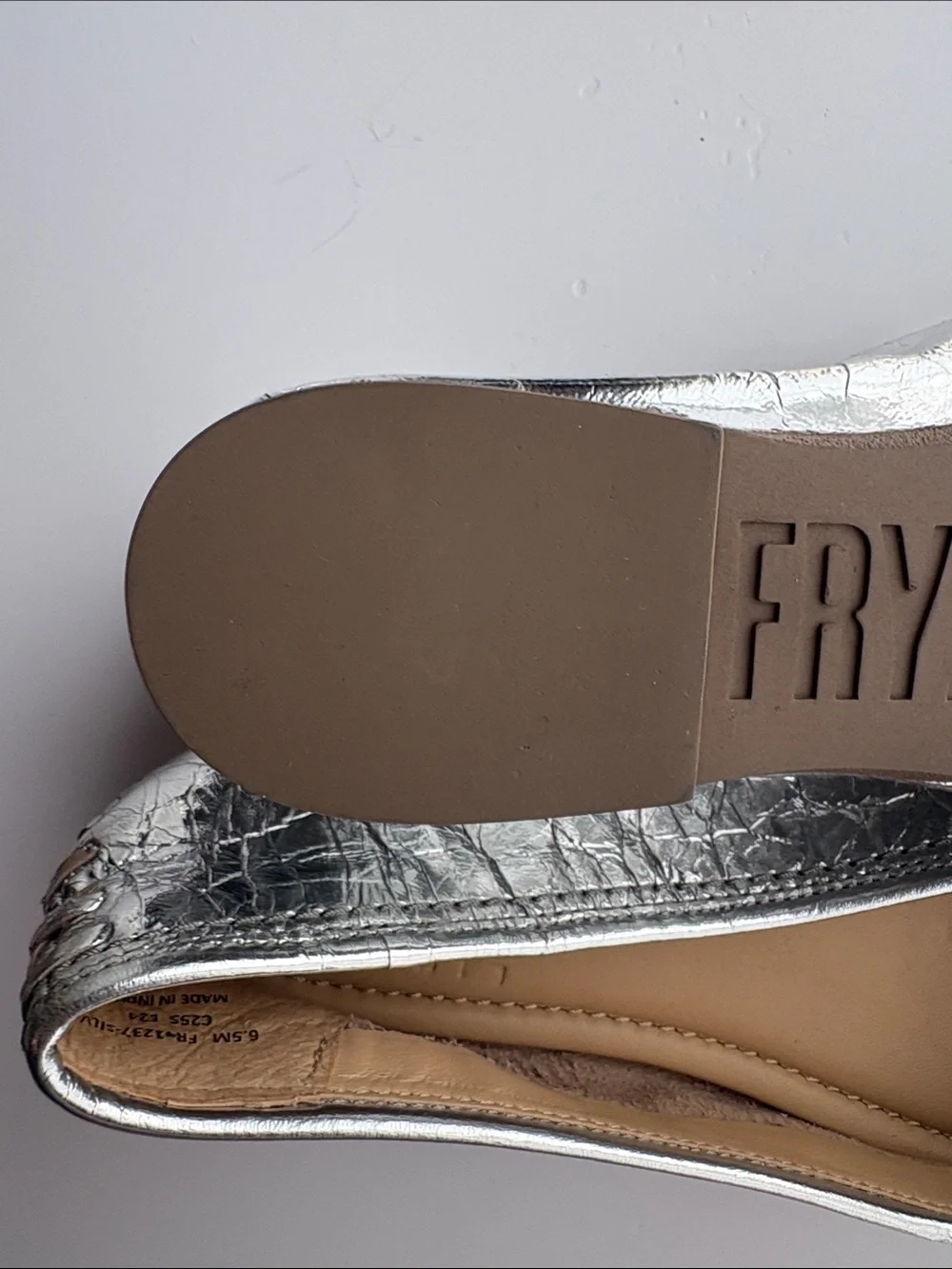 Frye Metallic Silver Pointed Toe Women's Flats